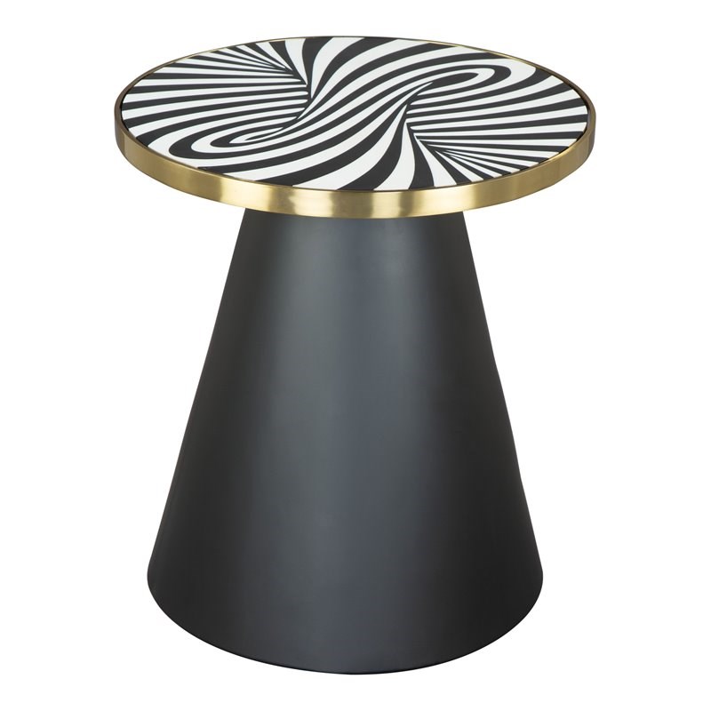 ZUO Fission Modern Iron Stainless Steel Resin and MDF Side Table in Black