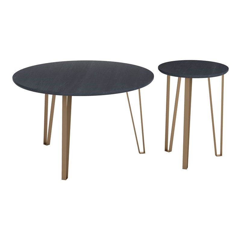 ZUO Somme Modern Steel MDF and Paper Table Set in Black Finish