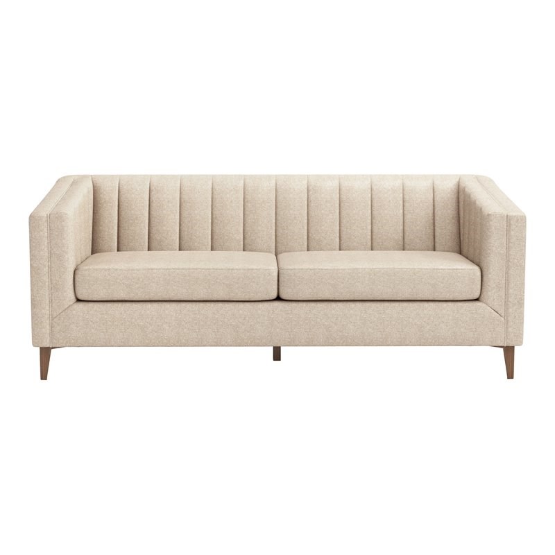 ZUO Nantucket Modern Pine Wood Polyurethane and Polyester Sofa in Beige