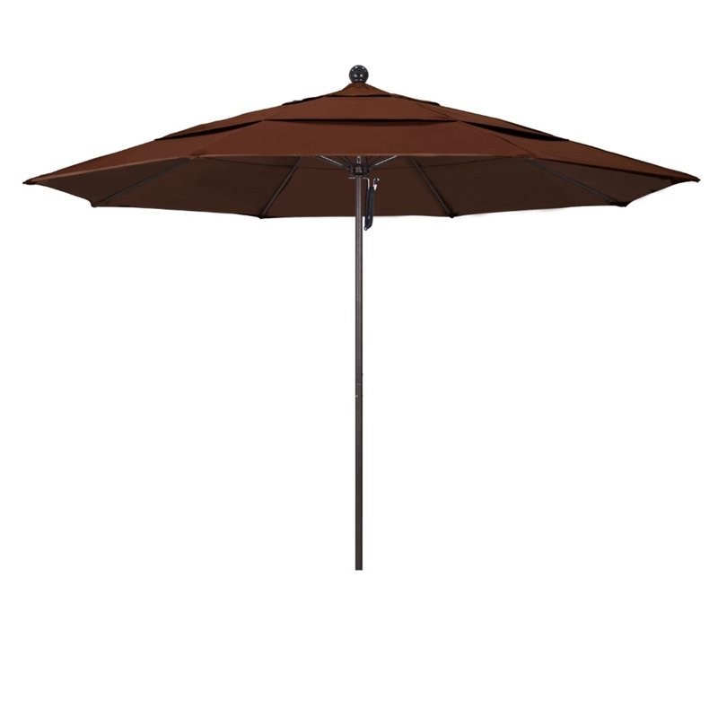 California Umbrella Venture 11' Bronze Market Umbrella in Bay Brown
