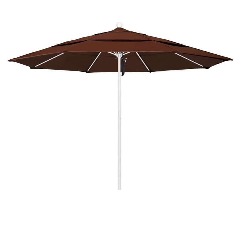 California Umbrella Venture 11' White Market Umbrella in Bay Brown