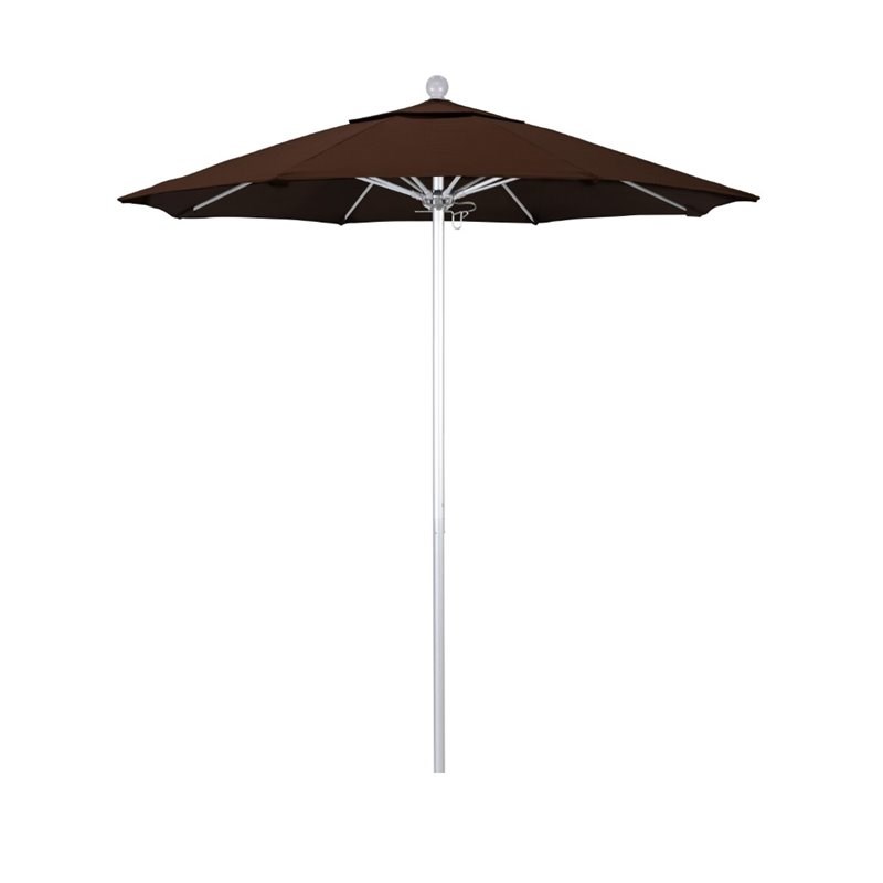 California Umbrella Venture 7.5' Silver Market Umbrella in Bay Brown