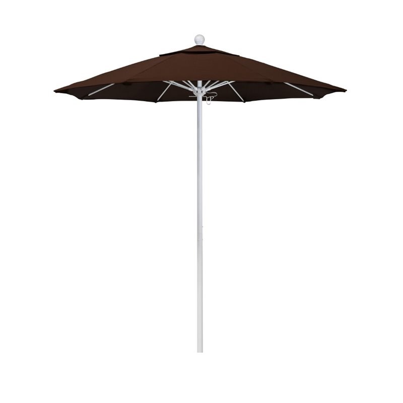 California Umbrella Venture 7.5' White Market Umbrella in Bay Brown