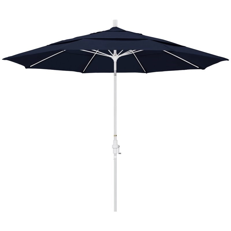 California Umbrella 11' Sun Master Olefin Tilt Crank Lift Patio Umbrella in Navy