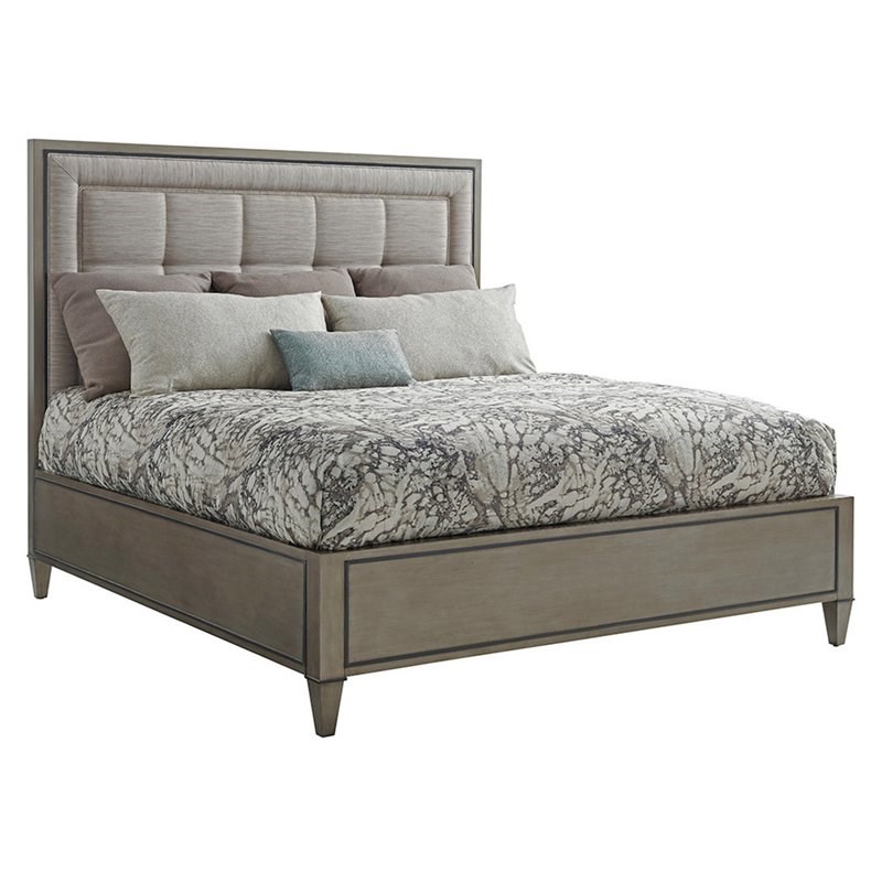 Lexington St. Tropez Wood Upholstered Panel California King Bed in Brown