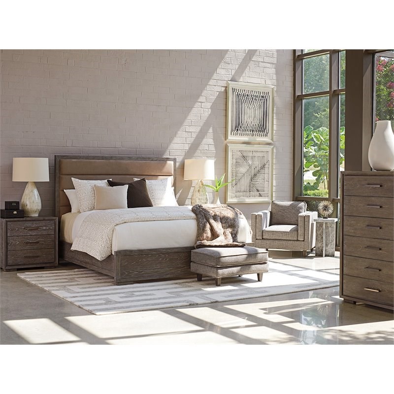 Lexington Gramercy Wood Upholstered California King Bed in Mocha Brown
