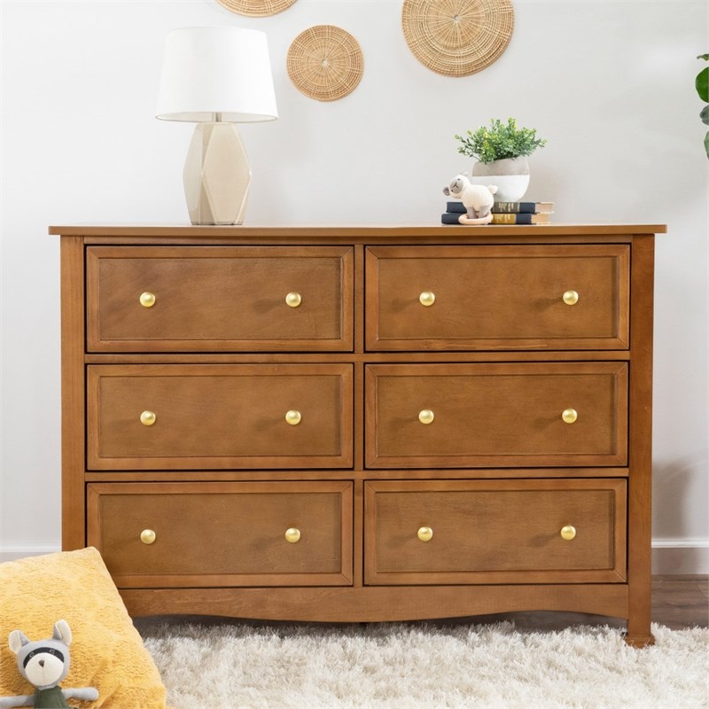 davinci kalani 6 drawer double wide dresser in chestnut ...