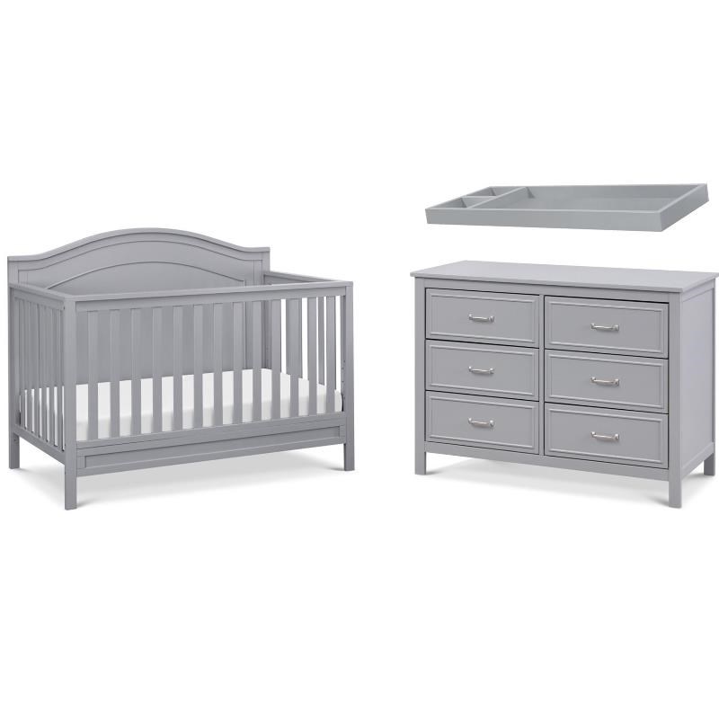 4in1 Convertible Crib and Dresser Set with Removable Changing Tray in