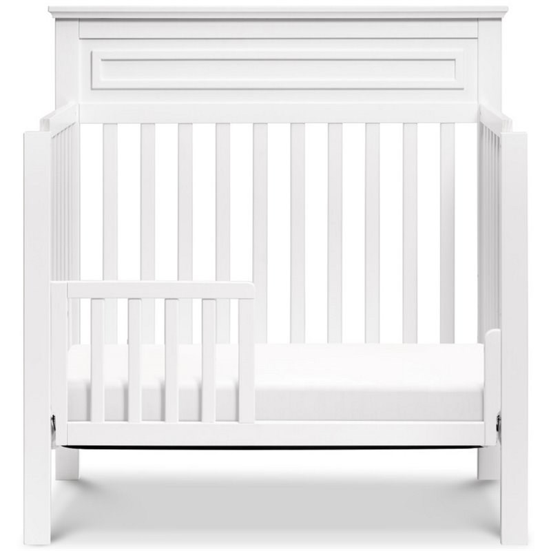 4-in-1 Convertible Mini Crib and Dresser Set with Changing Tray in Pure White