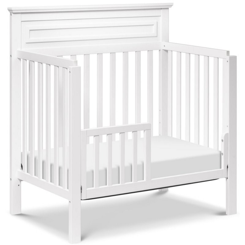 4-in-1 Convertible Mini Crib and Dresser Set with Changing Tray in Pure White