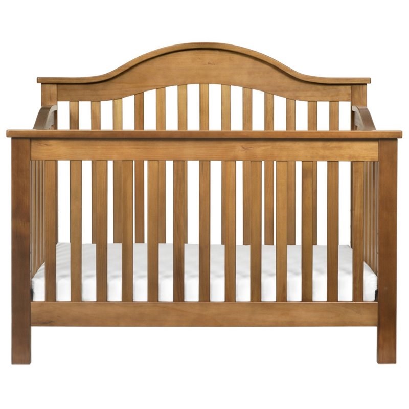 3-in-1 Convertible Crib and Dresser Set with Removable Changing Tray in Chestnut