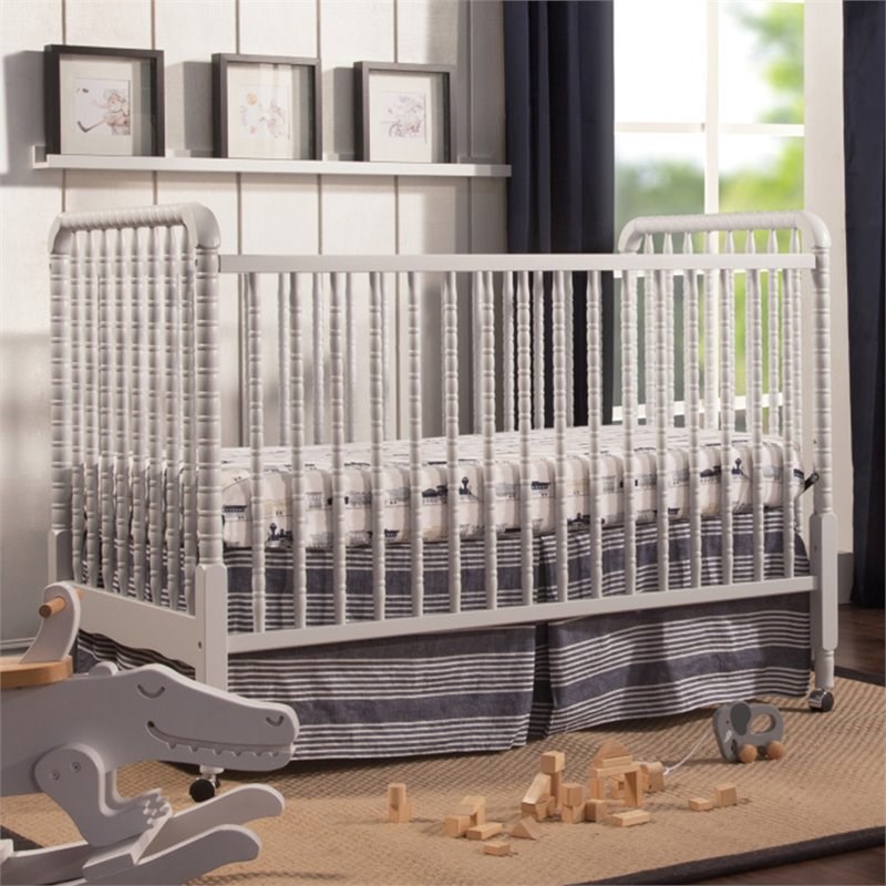 3 in 1 Convertible Crib Set with Matching Changing Table and Dresser in Fog Gray