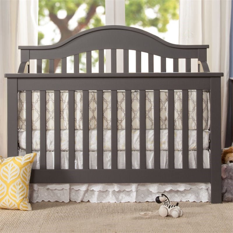 3 in 1 convertible crib and matching dresser set in slate gray