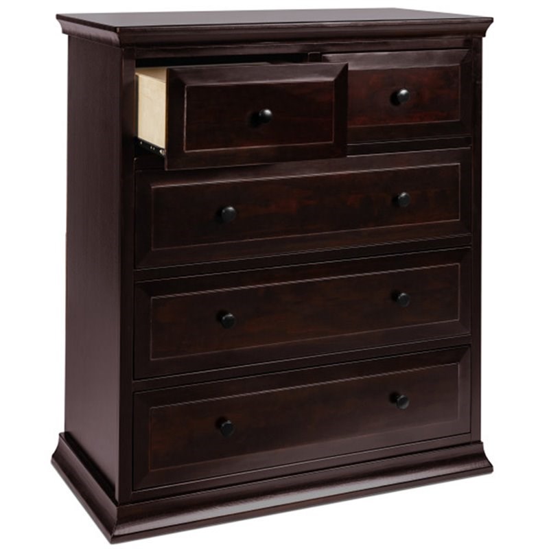 davinci signature 5 drawer wooden tall dresser in dark java - m4422dj
