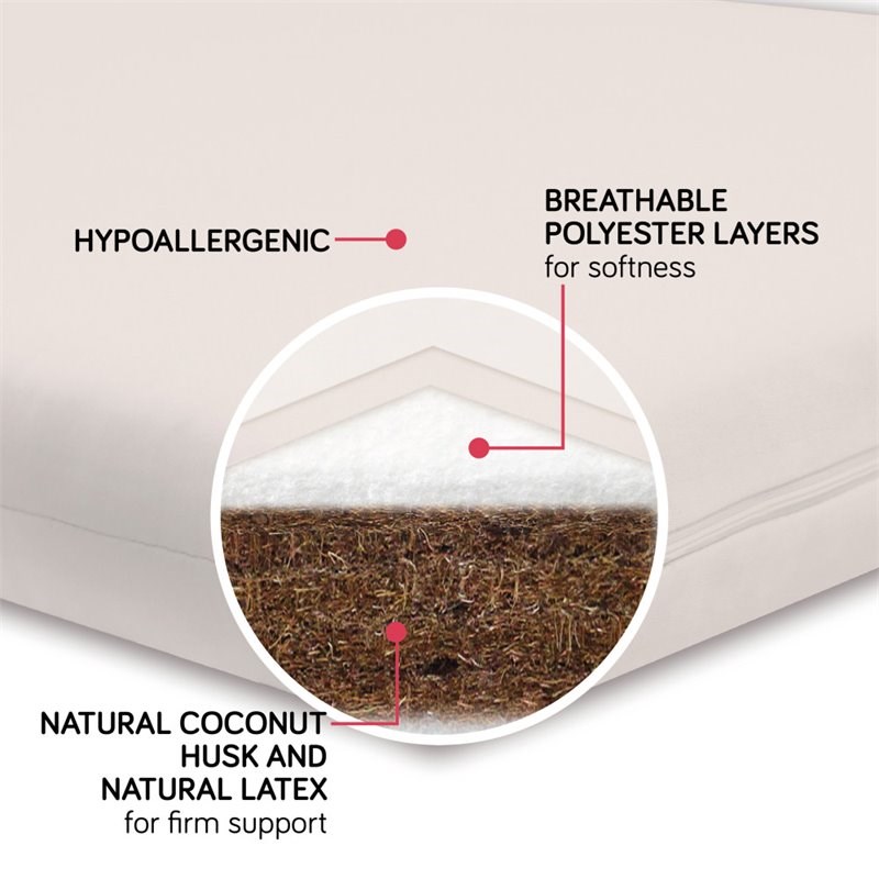 Babyletto Coco Core Crib Mattress w/ Water Resistant Cover & Firm Coconut Core
