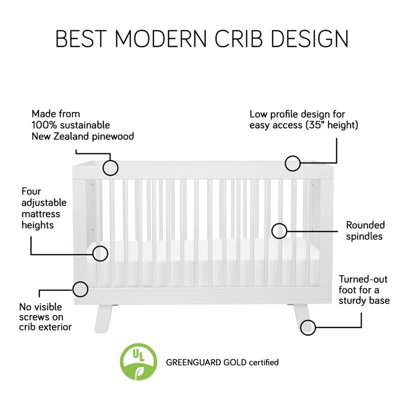 Hudson 3-in-1 Convertible Crib with Toddler Bed Conversion Kit - White/Natural