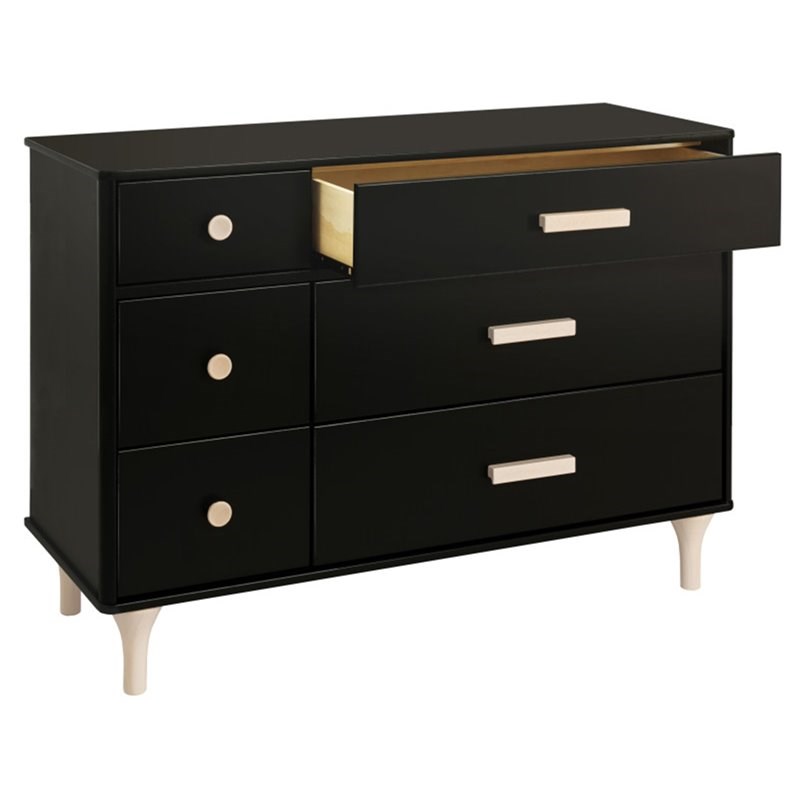 Babyletto Lolly 6 Drawer Double Dresser in Black and Natural