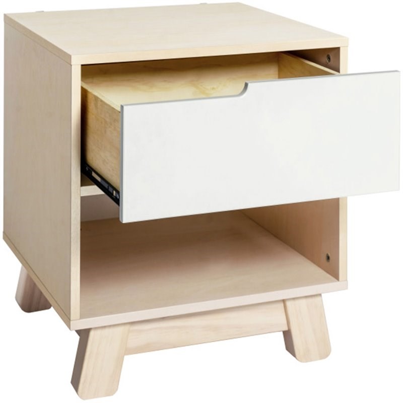 Babyletto Hudson 1 Drawer Nightstand in Washed Natural and White