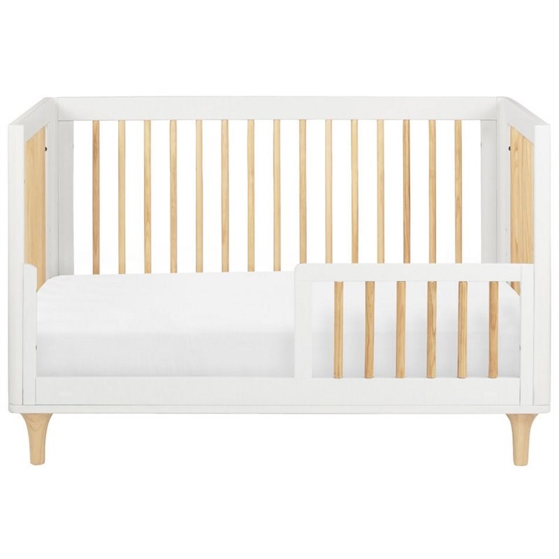 4-in-1 Convertible Baby Crib with Dresser with Changing Tray Set in Natural