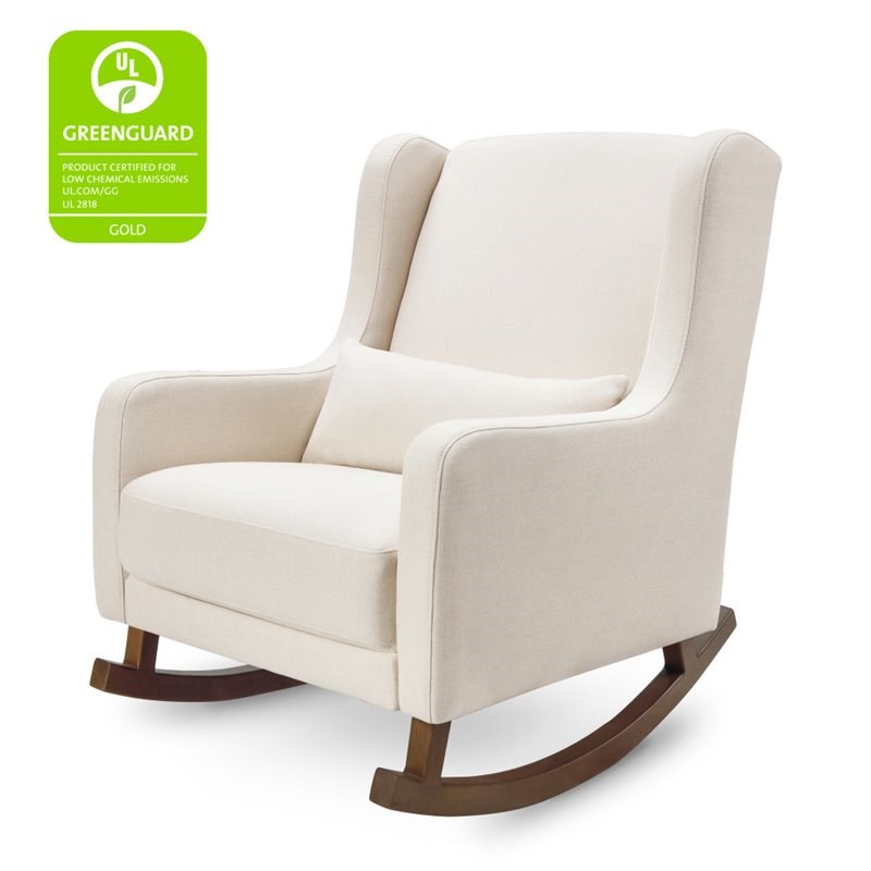 Babyletto Kai Rocker in Performance Natural Eco-Twill with dark legs