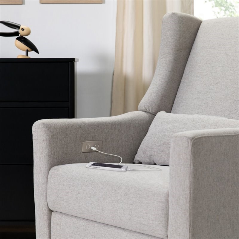 babyletto kiwi power recliner and swivel glider in performance gray eco-weave - m11288pgew