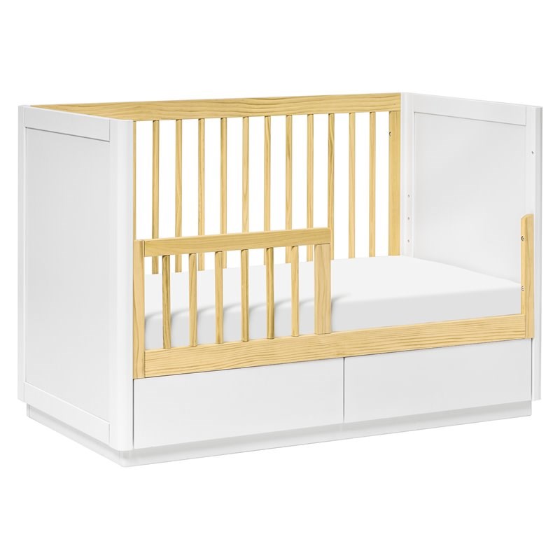Babyletto Bento 3-in-1 Convertible Storage Crib/Conversion Kit in White/Natural