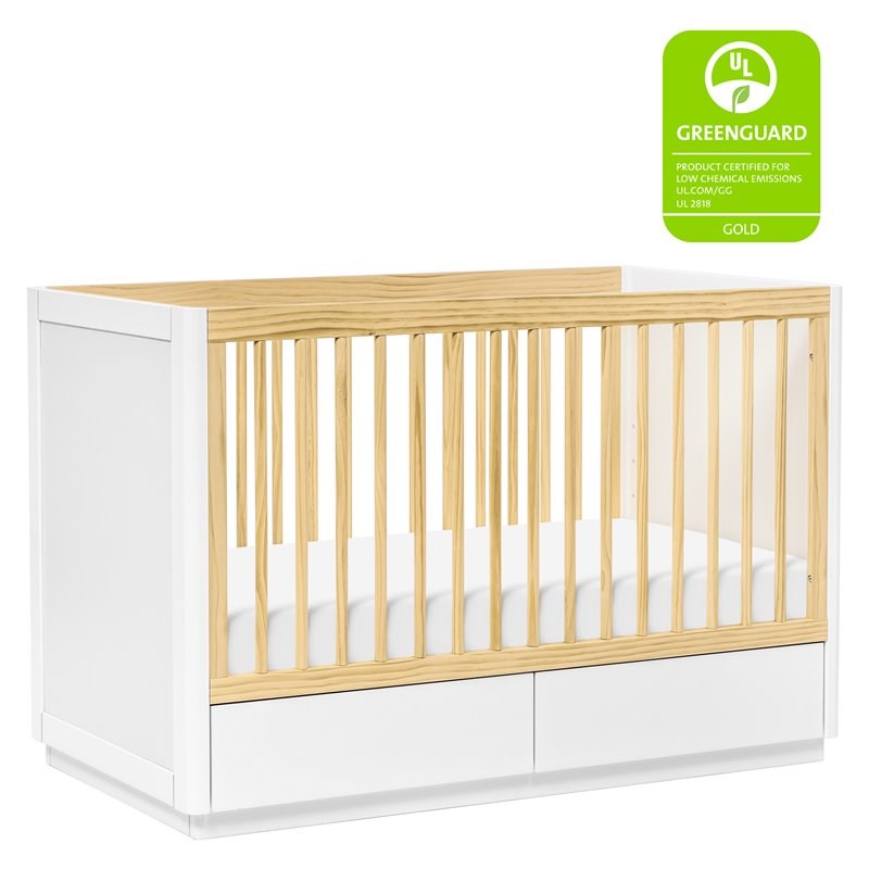 Babyletto Bento 3-in-1 Convertible Storage Crib/Conversion Kit in White/Natural