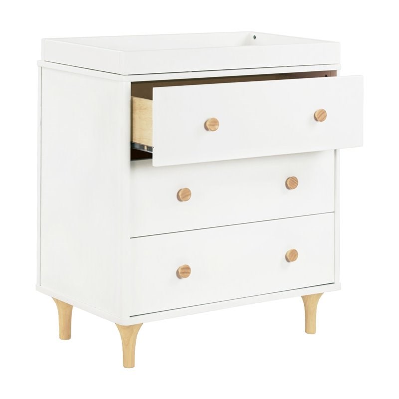 Babyletto Lolly 3 Drawer Changer Dresser in White and Natural | Homesquare