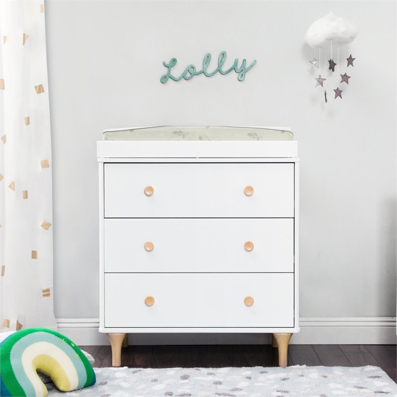 Babyletto Lolly 3 Drawer Changer Dresser in White and Natural Homesquare