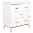 Babyletto Scoot 3 Drawer Dresser with Removable Changing Tray in White & Natural