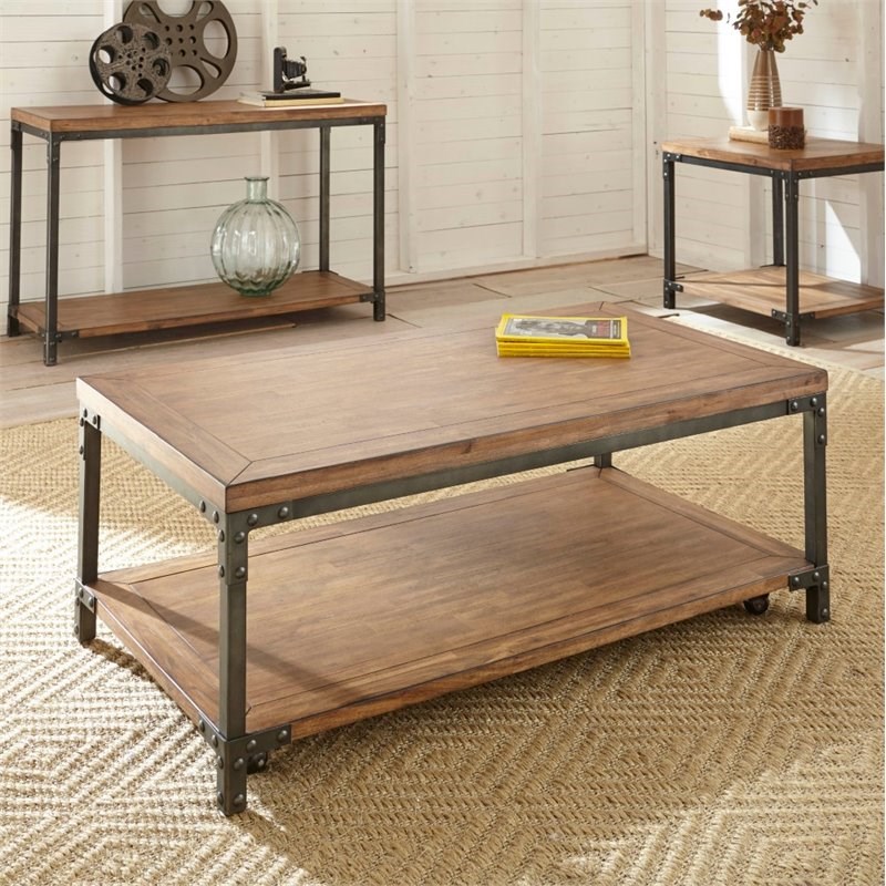 Steve Silver Lantana Coffee Table with Caster in Antique Brown Honey ...