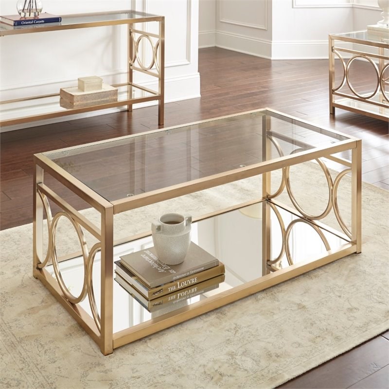 Olympia Glass Top Coffee Table in Gold Chrome