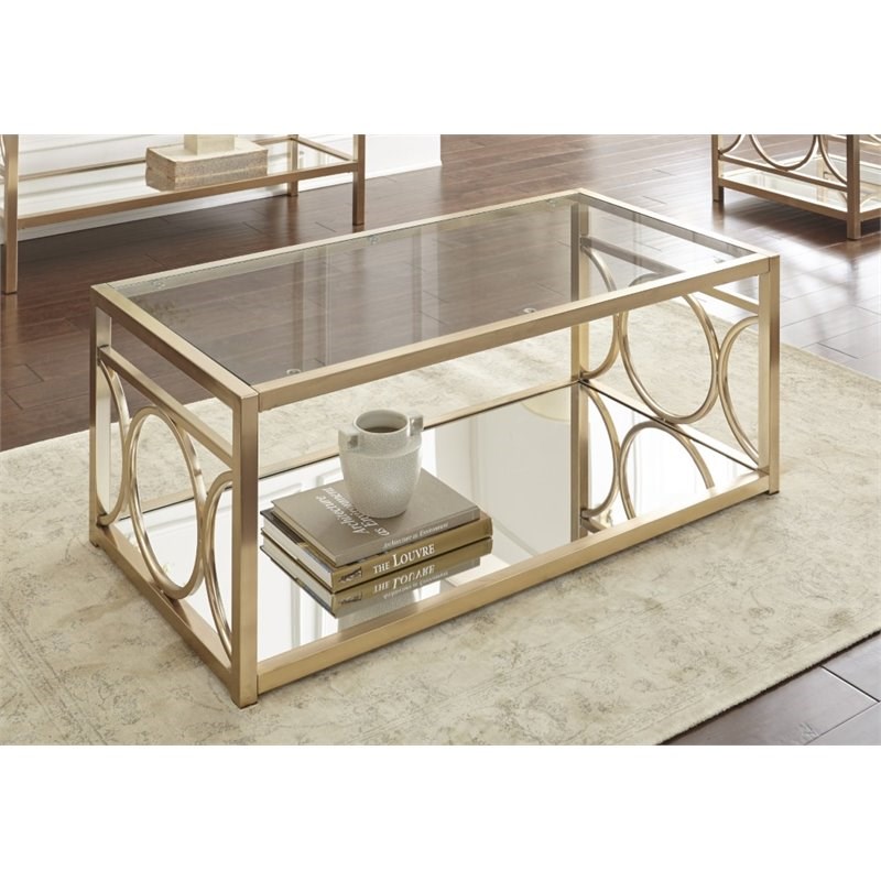 Olympia Glass Top Coffee Table in Gold Chrome