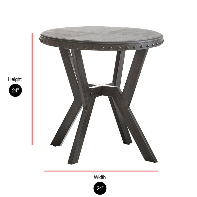 Alamo Round End Table in Weathered Gray