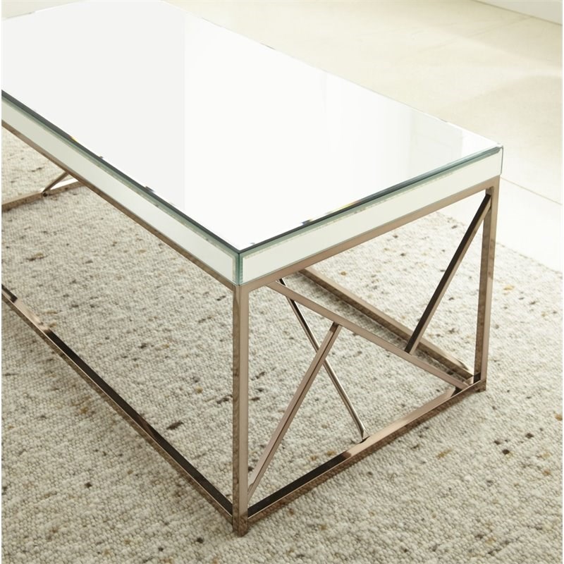 Evelyn Mirror Top Coffee Table in Copper Chrome