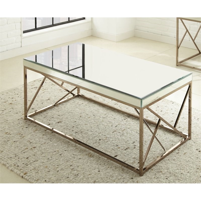 Evelyn Mirror Top Coffee Table in Copper Chrome