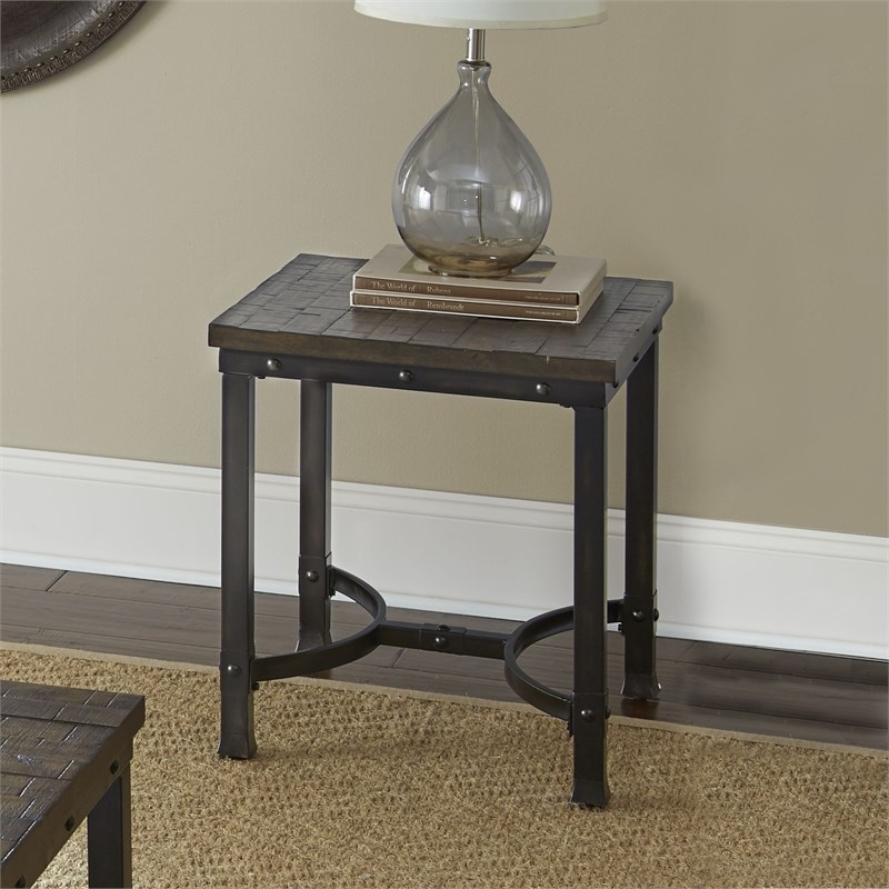 Ambrose Square End Table in Rustic Brown