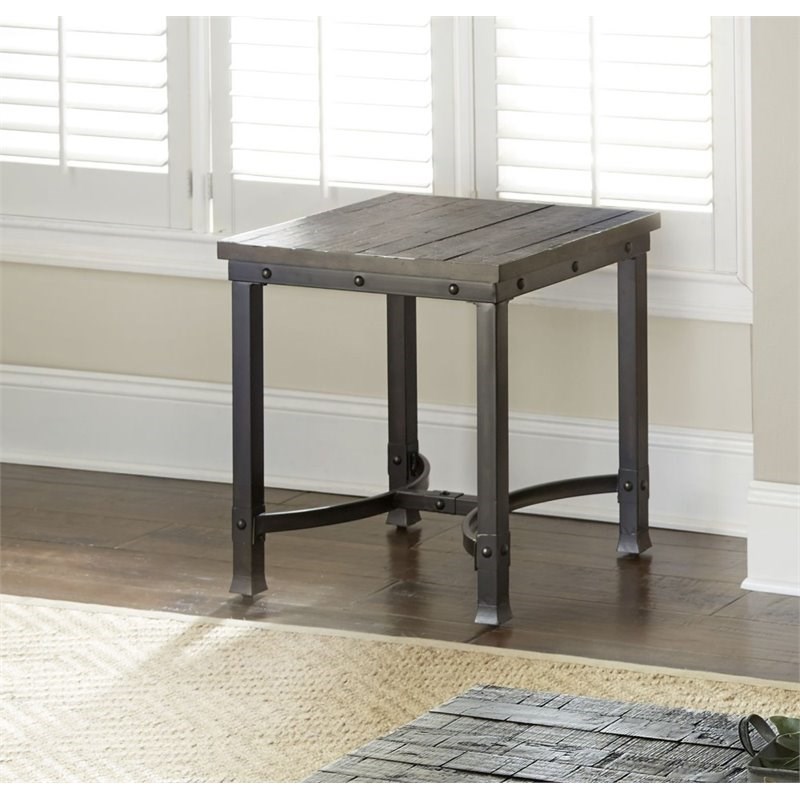 Ambrose Square End Table in Rustic Brown