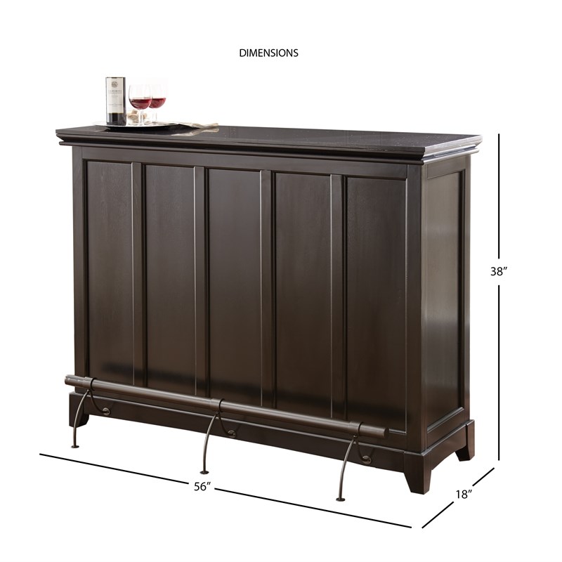 Garcia Counter Height Home Bar with Foot Rail in Ebony Black | Homesquare