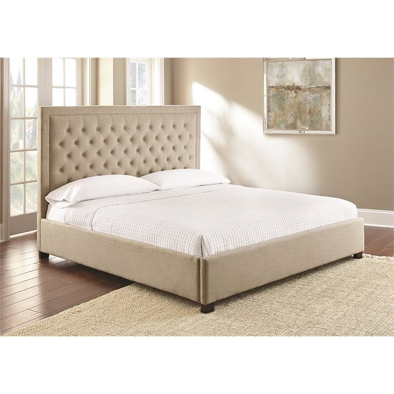 Steve Silver Isadora Tufted King Platform Bed in Sand | Homesquare