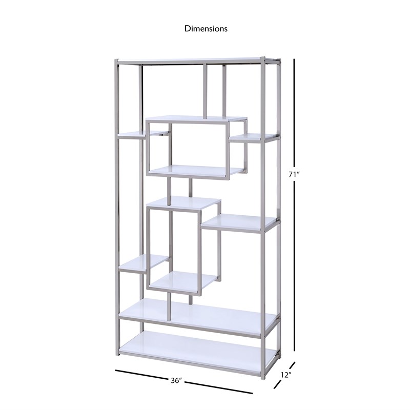 Alize Metal Bookcase in White and Silver