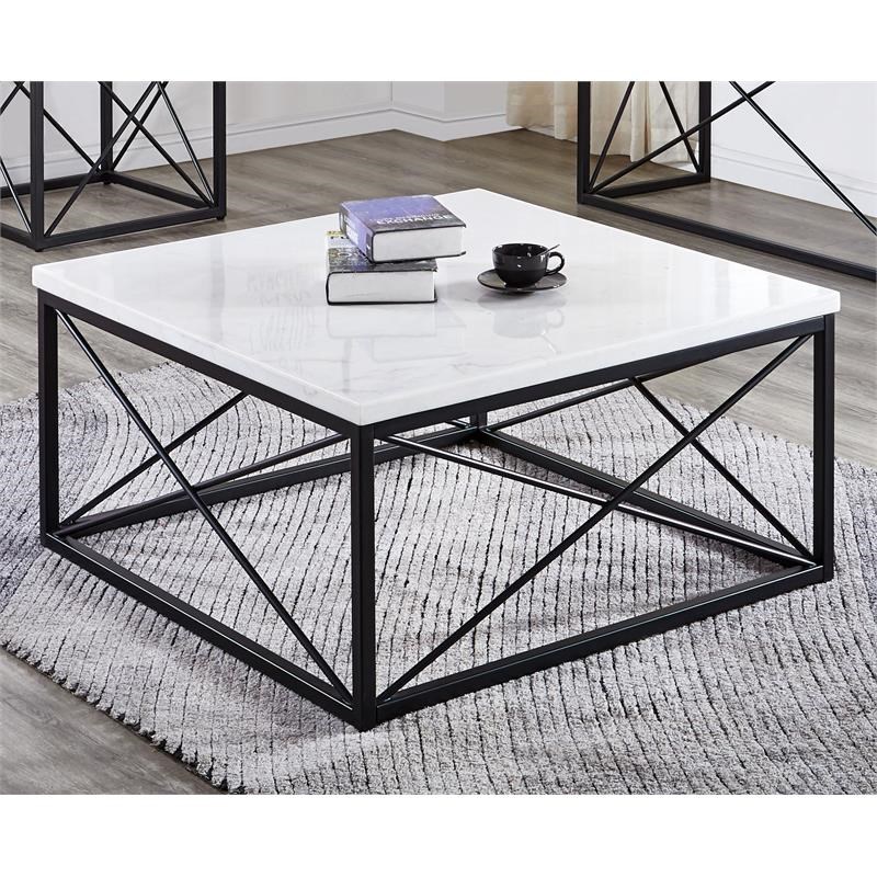 Steve Silver Skyler White Marble Top Square Cocktail Table | Homesquare