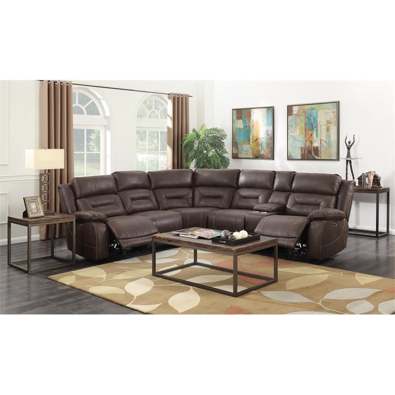 Aria Saddle Brown 3-piece Reclining Sectional - Aa800bn3pcsect