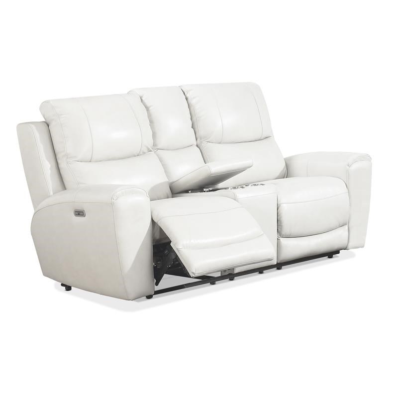 laurel ivory leather power reclining console loveseat ll950cli