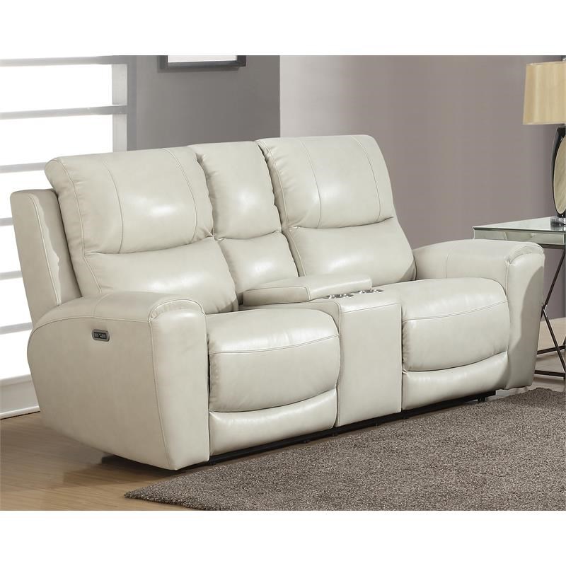laurel ivory leather power reclining console loveseat ll950cli