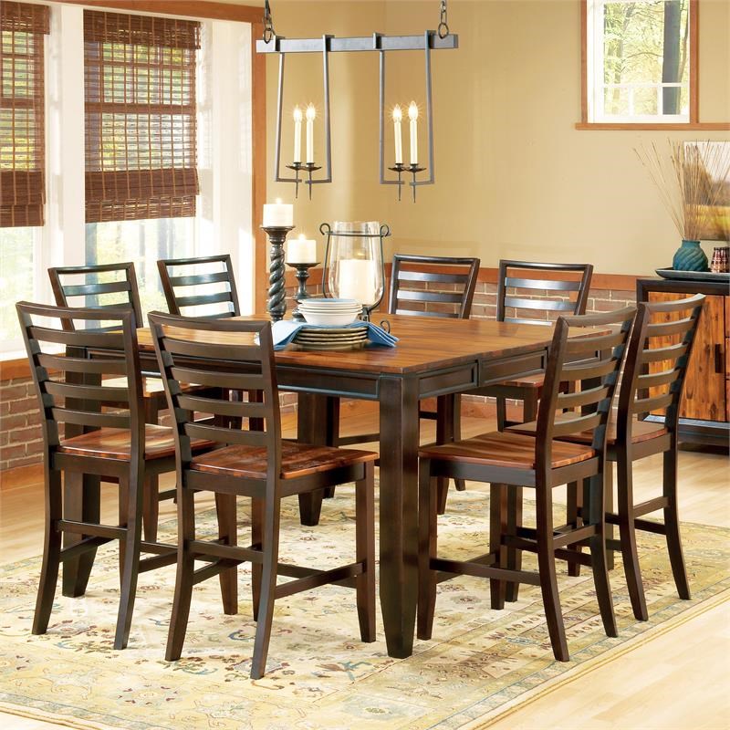 abaco two-tone cordovan 9 piece counter height dining set in cherry ...