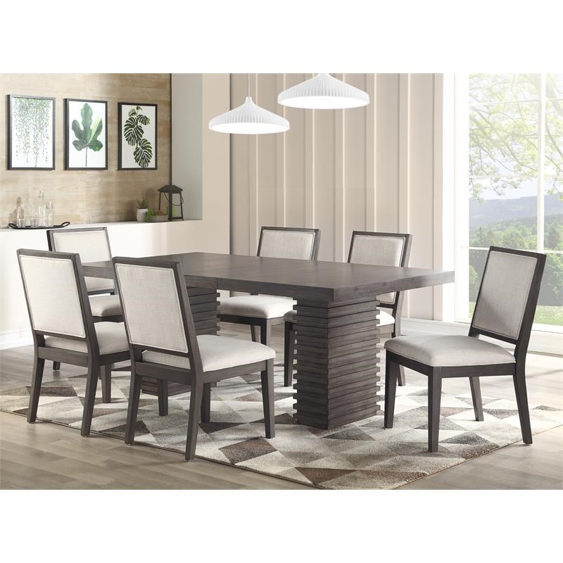 Steve Silver Mila Washed Gray Twin Pedestal Dining Table