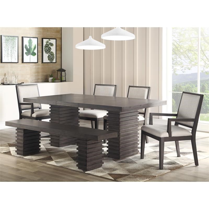 Steve Silver Mila Washed Gray Twin Pedestal Dining Table