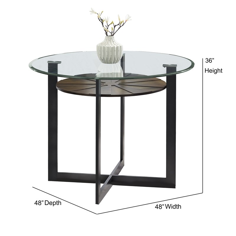 Steve Silver Olson Dark Gray Round Glass Counter Height Dining Table