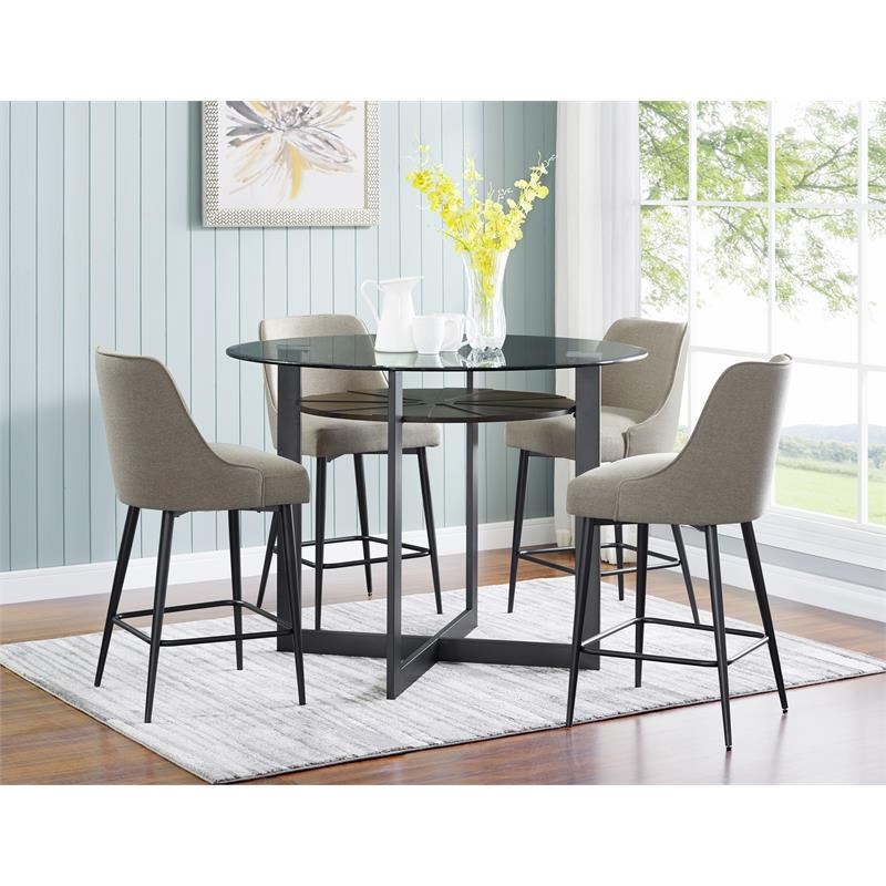 Steve Silver Olson Dark Gray Round Glass Counter Height Dining Table